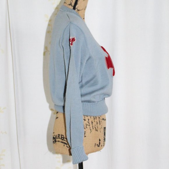 Vintage 1949 Kandel H Cheer Megaphone Wool Pullover Letterman Sweater Women's S - Picture 5 of 12